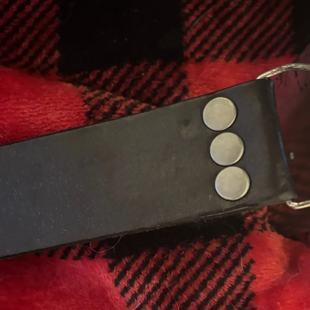 Buffalo David Bitton Black Belt with antique raised pyramid Silver cross Buckle.